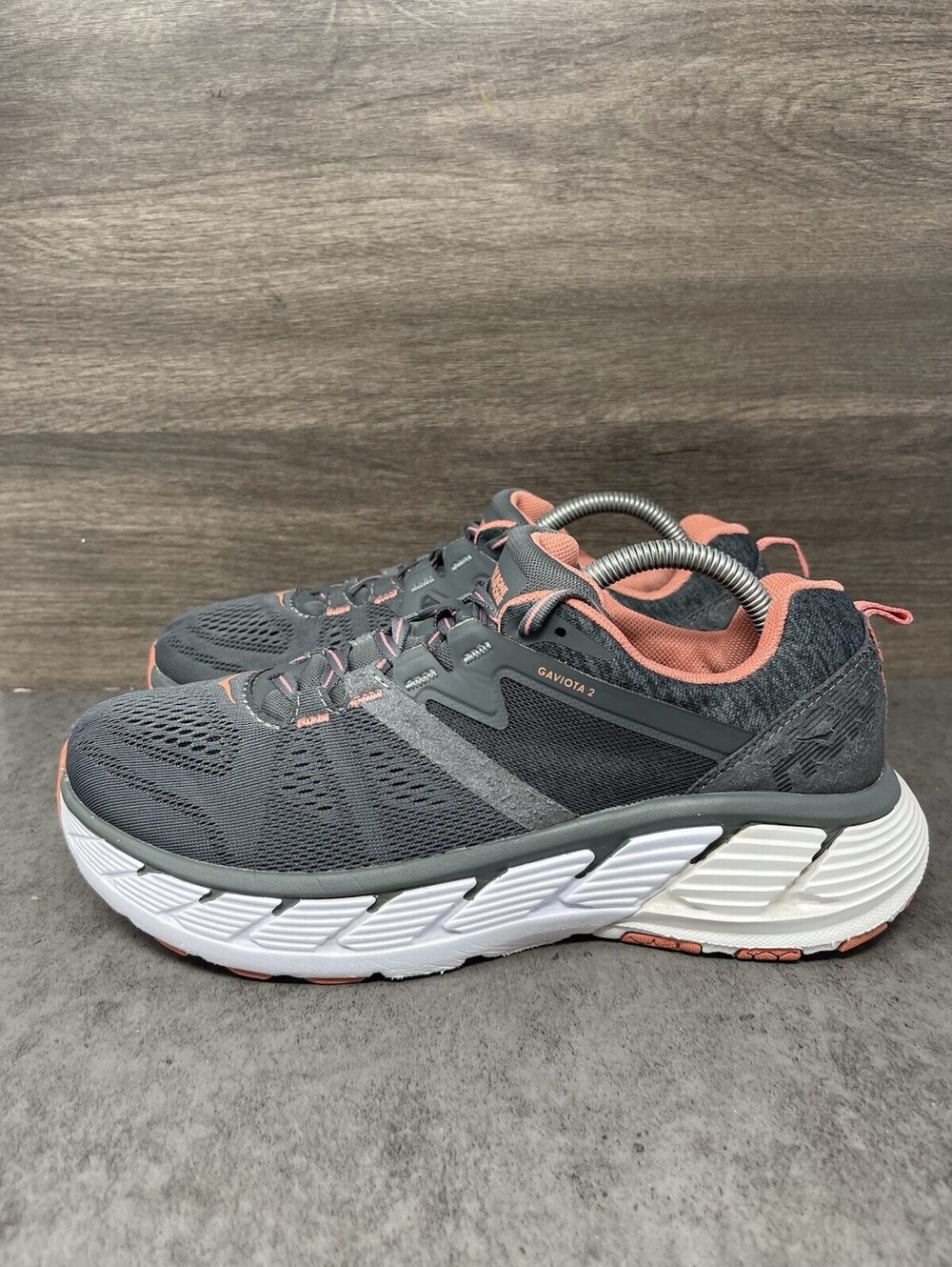 HOKA Gaviota 2 Wide Gray Coral Size 9.5 Womens Stability Running Shoes Sneakers